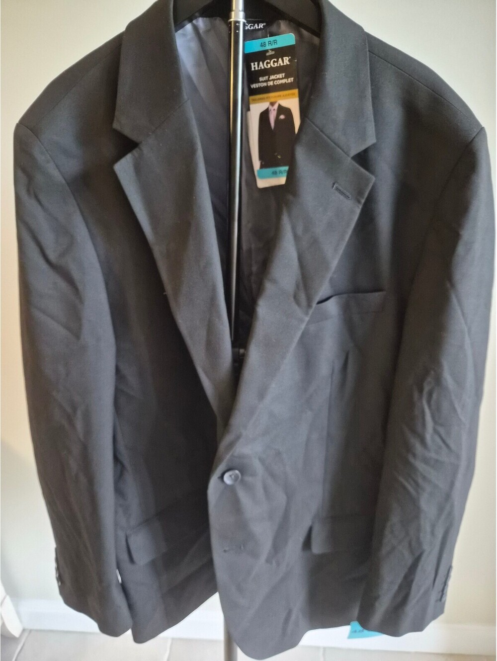 Haggar Tailored Fit Black Suit Jacket 48 R/R 0043